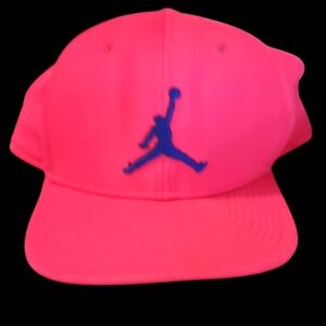 Air Jordan Nike Pro Poolside Jumpman Pink Snapback Hat Cap With Blue Logo